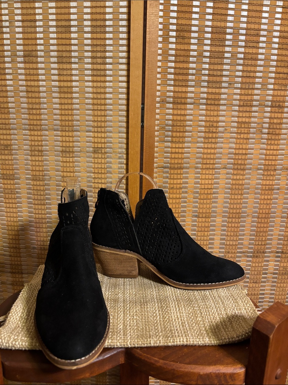 Boutique by Corkys | Women's Black Suede Cutout  Ankle Booties - Size 6